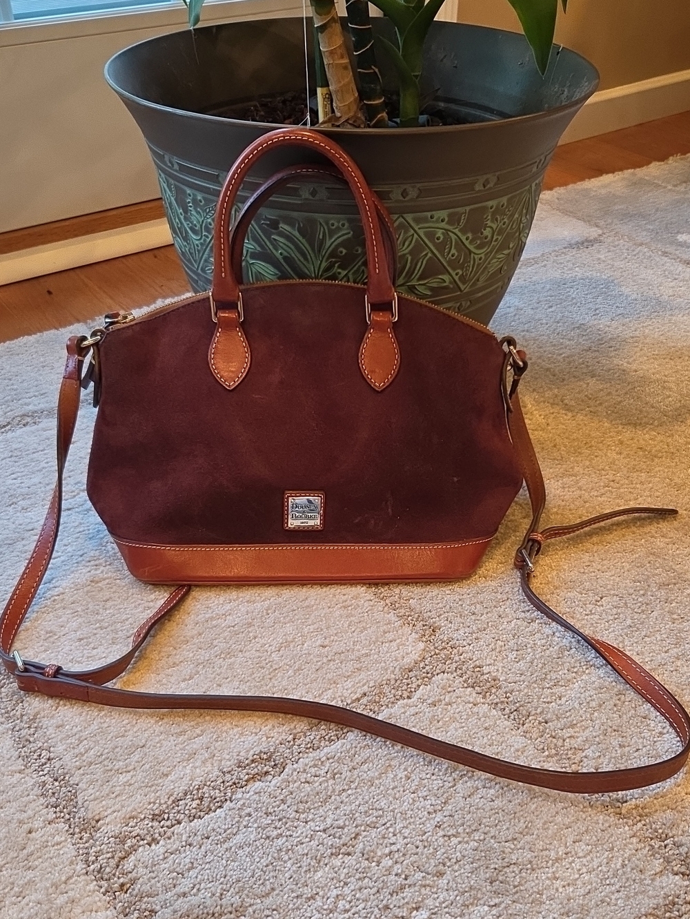 Dooney & Bourke Suede Satchel with Leather Trim